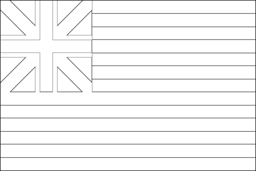Contorno de la bandera de Grand Union (EE. UU. 1775-1777) para colorear