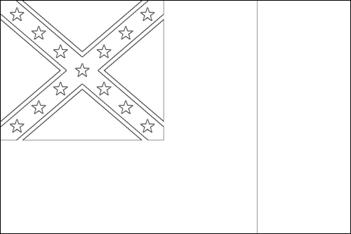 Contorno de la bandera de Blood-Stained Banner (Estados Confederados 1865) para colorear
