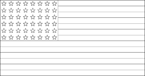 Contorno de la bandera de EE.UU. 48 estrellas (1912-1959) para colorear
