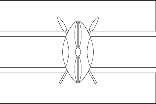 Contorno de la bandera de Kenia para colorear