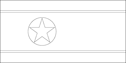 Contorno de la bandera de Corea del Norte para colorear