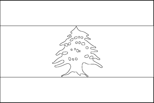 Contorno de la bandera de Líbano para colorear