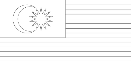 Contorno de la bandera de Malasia para colorear