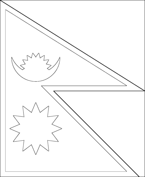 Contorno de la bandera de Nepal para colorear