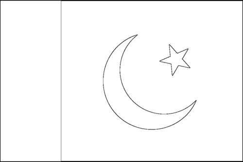 Contorno de la bandera de Pakistán para colorear