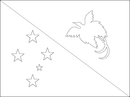 Contorno de la bandera de Papúa Nueva Guinea para colorear