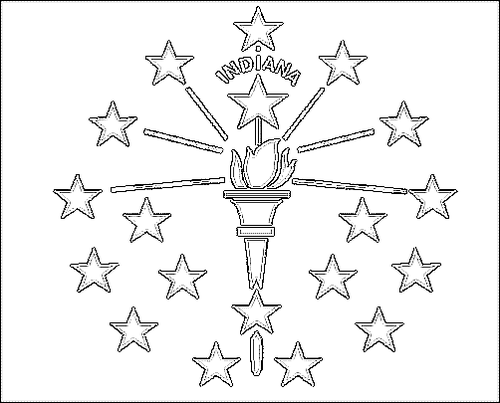Contorno de la bandera de Indiana para colorear