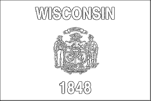 Contorno de la bandera de Wisconsin para colorear