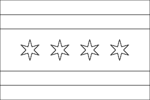 Contorno de la bandera de Chicago para colorear