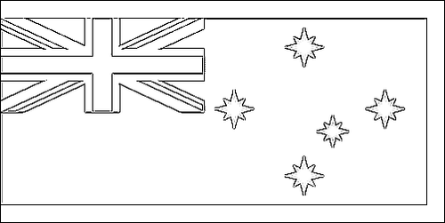 Contorno de la bandera de Asociación contra el Transporte (1851, Australia) para colorear