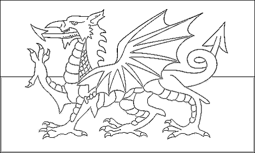 Contorno de la bandera de Gales para colorear