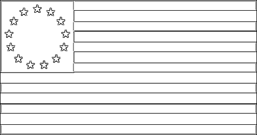 Contorno de la bandera de Betsy Ross (EE. UU. 1777-1795) para colorear