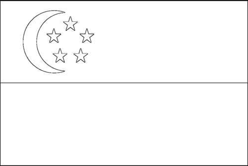 Contorno de la bandera de Singapur para colorear
