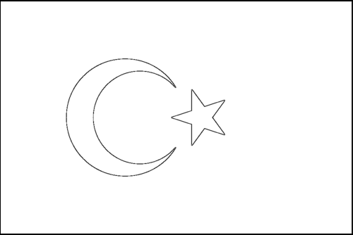 Contorno de la bandera de Turquía para colorear