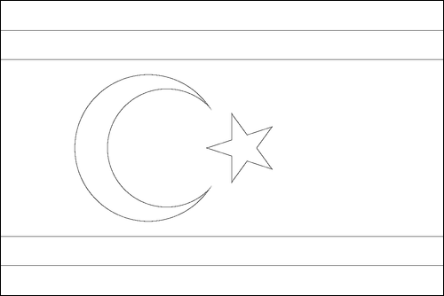 Contorno de la bandera de República Turca del Norte de Chipre para colorear