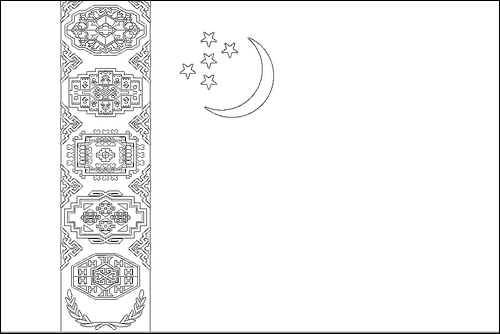 Contorno de la bandera de Turkmenistán para colorear