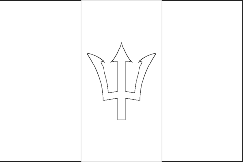 Contorno de la bandera de Barbados para colorear
