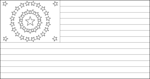 Contorno de la bandera de EE.UU. 38 estrellas (1877 - 1890) para colorear