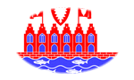 Heiligenhafen-Bandera como viñeta ovalada